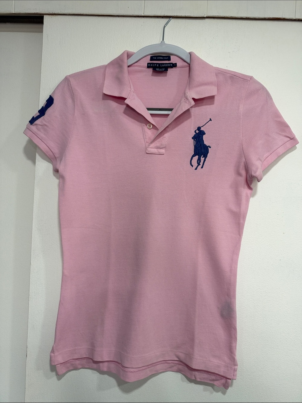 Ralph Lauren Pink Polo with Navy Pony Embroidery